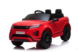 Porteur électrique Range Rover EVOQUE, rouge, siège en similicuir simple, lecteur MP3 avec entrée USB, lecteur 4x4, batterie 12V10Ah, roues EVA, axes de suspension, démarrage à clé, télécommande Bluetooth 2,4 GHz, sous licence