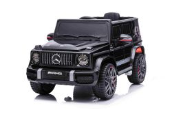 Voiture électrique à enfourcher Mercedes G avec portes hautes, noir, monoplace, batterie 12V, télécommande 2,4 GHz, moteur 2 X, suspension arrière, entrée USB/AUX, licence ORIGINAL