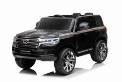 Voiture électrique pour enfants Toyota Landcruiser 12V, NOIR, Siège en similicuir, Batterie 12V/7AH, Portes ouvrantes, Moteur 2 x 35W, Télécommande 2,4 Ghz, Roues souples EVA, Suspension, Démarrage progressif, Lecteur MP3 avec entrée USB/AUX, Licence