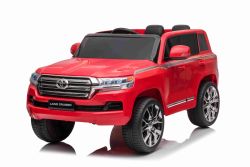 Voiture électrique pour enfants Toyota Landcruiser 12V, ROUGE, Siège en similicuir, Batterie 12V/7AH, Portes ouvrantes, Moteur 2 x 35W, Télécommande 2,4 Ghz, Roues souples EVA, Suspension, Démarrage progressif, Lecteur MP3 avec entrée USB/AUX, Licence