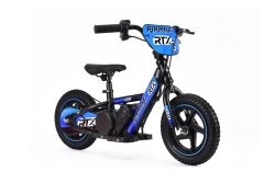 Draisienne électrique pour enfants RIRIBIKE RTX3 24V (12"), Bleu, Batterie au lithium, Moteur 100W, Frein à disque, Siège PU souple réglable