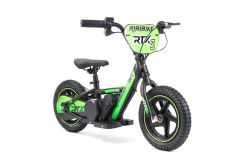 Draisienne électrique pour enfants RIRIBIKE RTX3 24V (12"), verte, Batterie au lithium, Moteur 100W, Frein à disque, Siège PU souple réglable