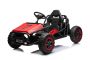 Chariot électrique SPORT-CART 24V, rouge, roues souples en EVA, siège en similicuir, roues de drift lisses, moteur 2 x 50W, batterie 24V, construction métallique massive